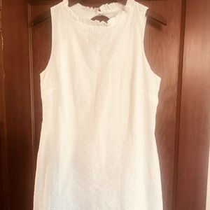 Sail to Sable White Eyelet Dress with Ruffle Neck